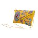Yellow Floral Beaded Cotton Mini Sling Bag For Women 